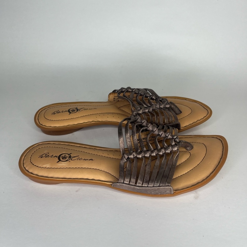 Born Crown Sandals Slides Women Size 38 US 7 Bronze Leather Flats